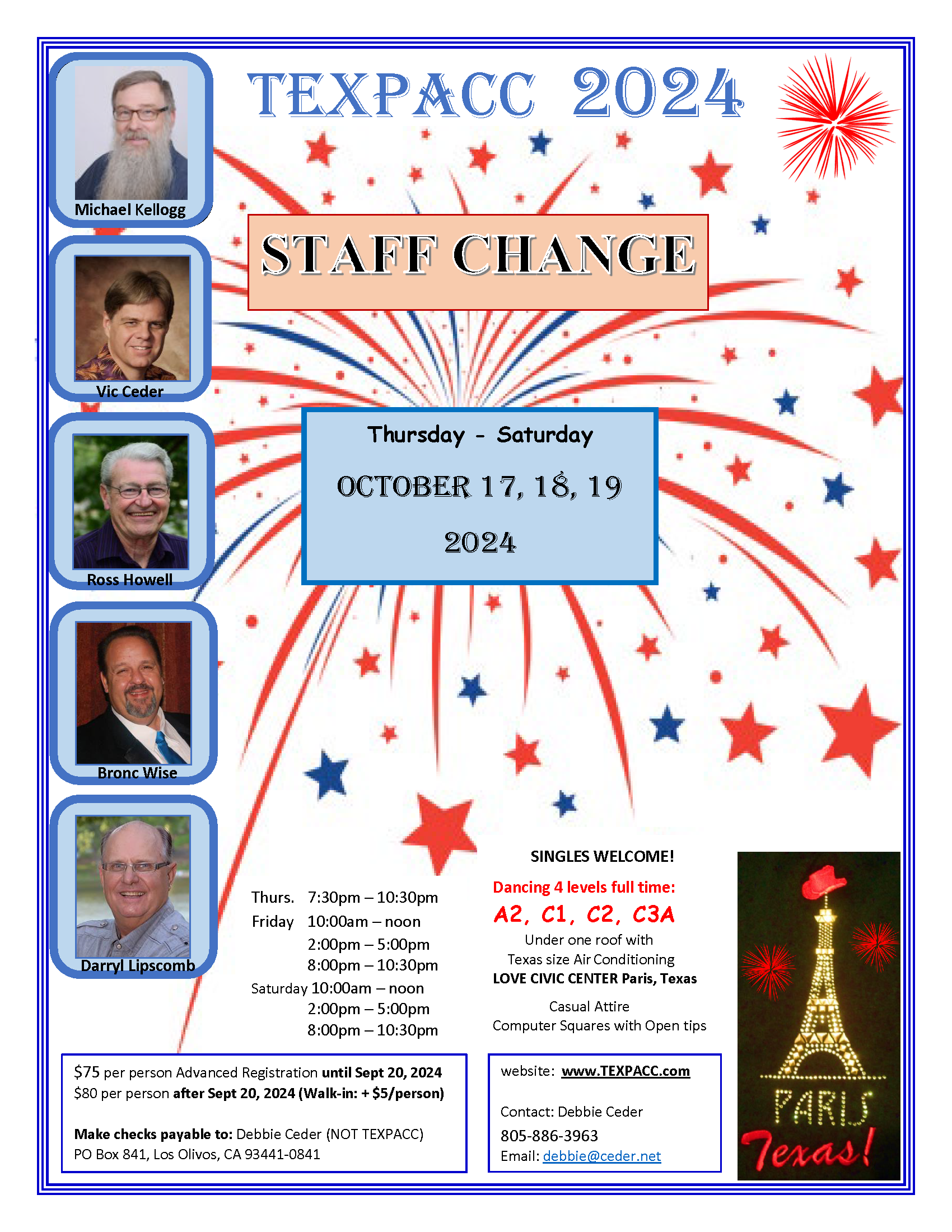 Flyer showing staff change to TEXPACC 2024